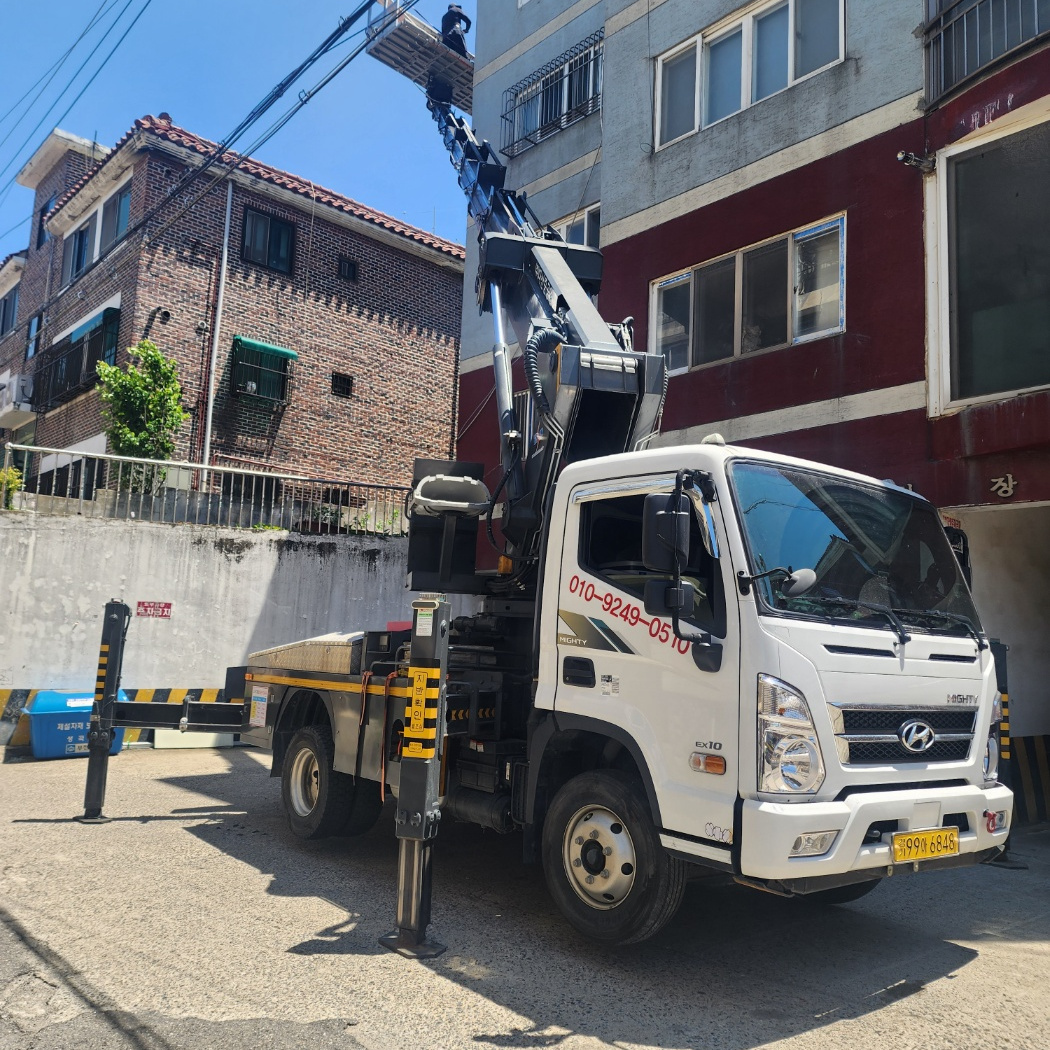 명지지구산업단지 스카이차 작업 현장